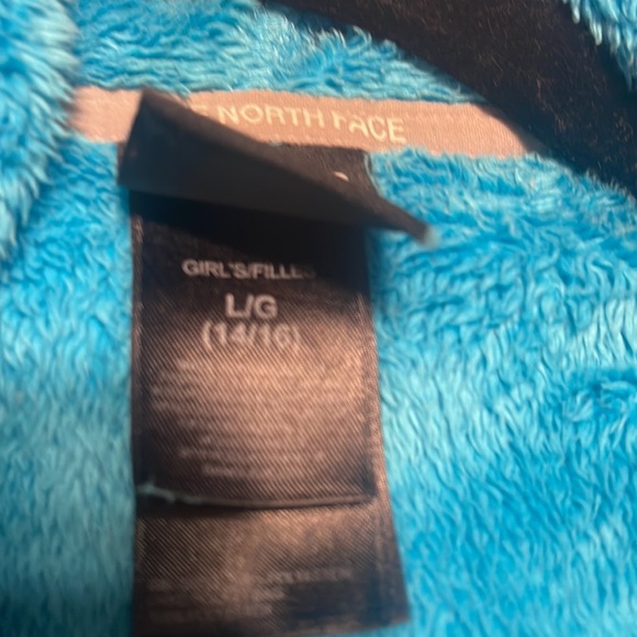 The North Face Girls zip up in blue and grey with hood size Large 14-16 - Picture 3 of 12
